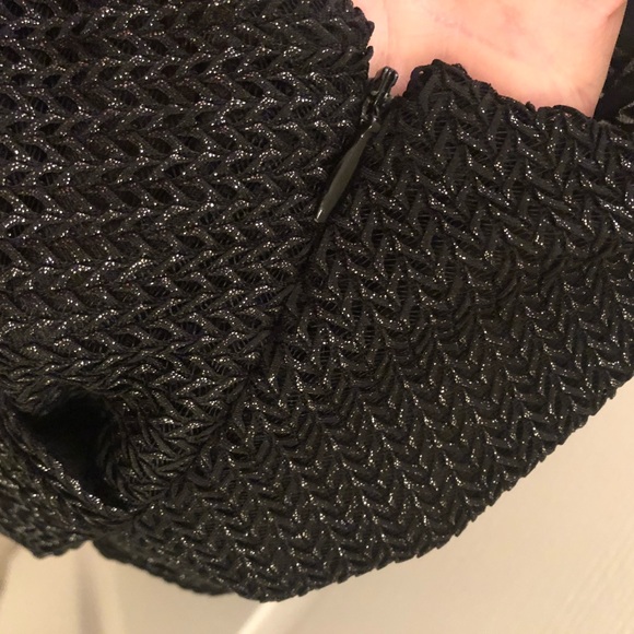 Metallic Black Faux Wrap Dress - Picture 4 of 4